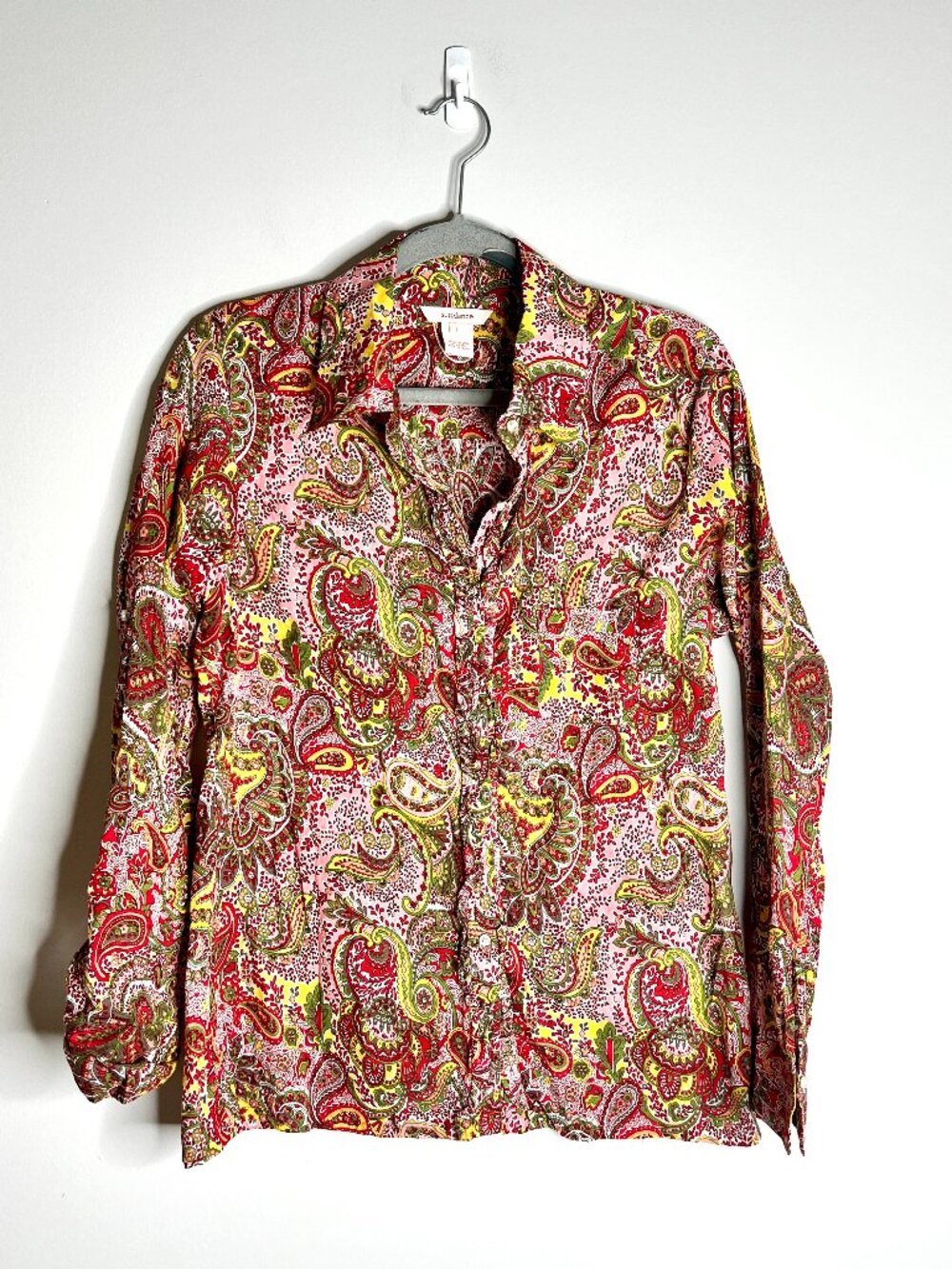 Sundance 100% Cotton Colorful Paisley Print Button-Down Retro Vibes Boho Sz L